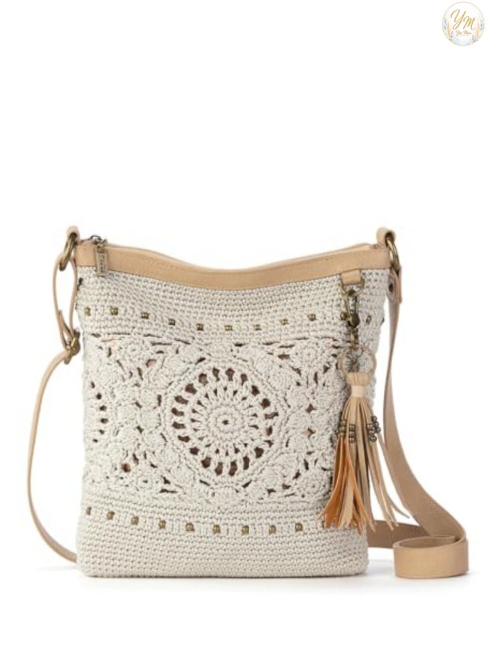 Hand Crocheted Crossbody Purse Adjustable Strap Zipper Pockets